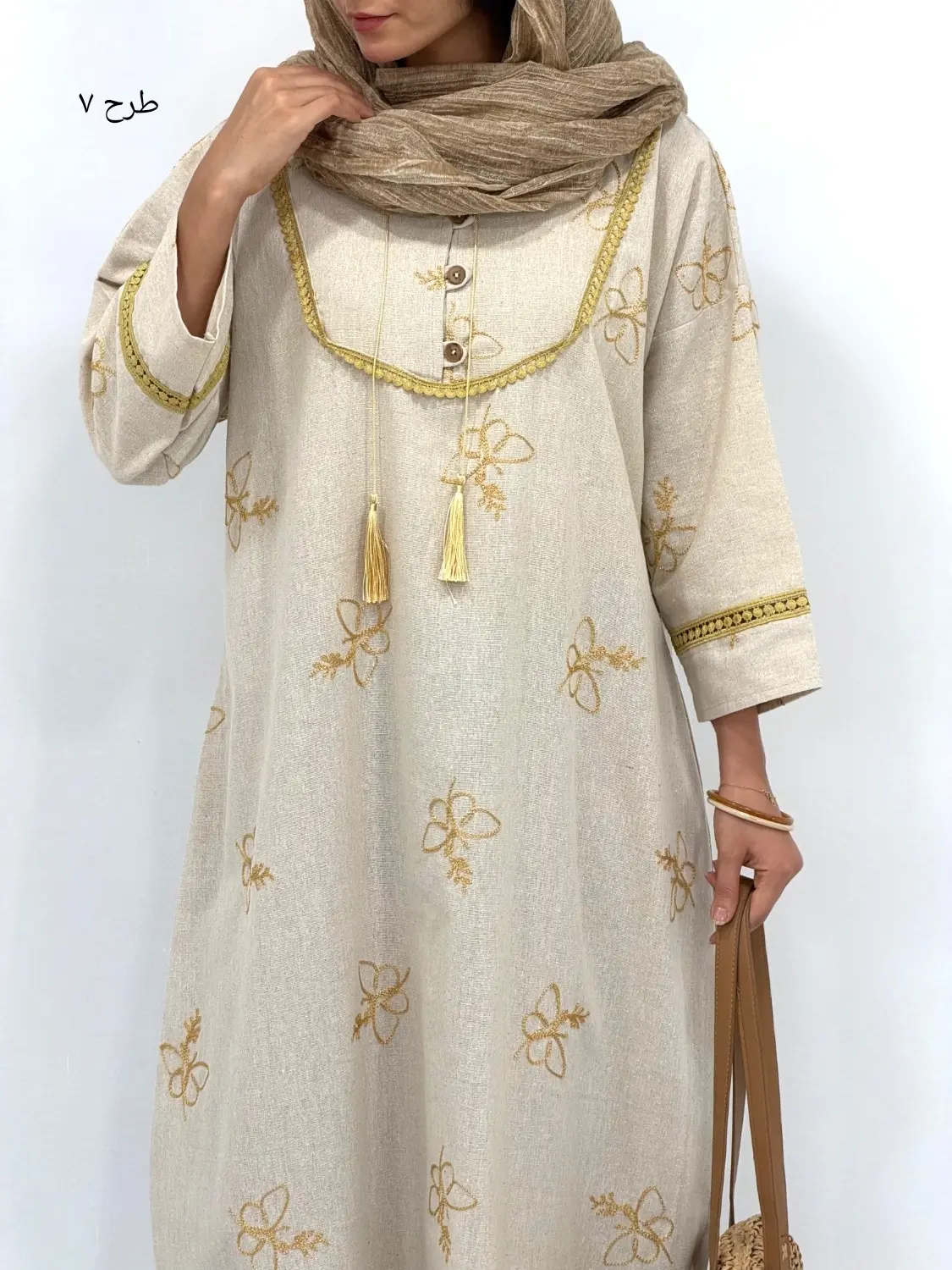 کفتان لینن گلدوزی ترک جان سو